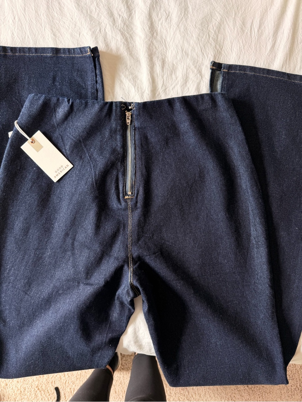 Good American Dark Indigo Wide Leg Jeans